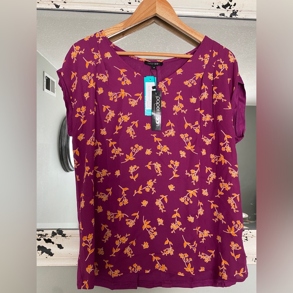 PAPERMOON Ellie Mixed Material Button Back Top - Medium
